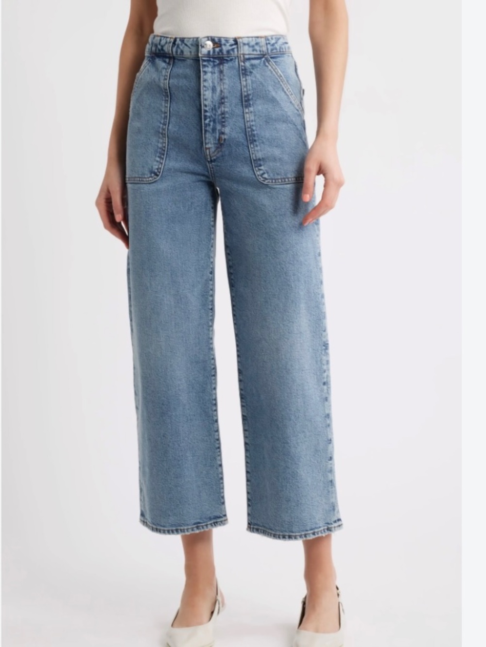 FRAME NWOT The Wide Leg Modern Pocket Jeans Acid Wash Blue Utility - Size 30